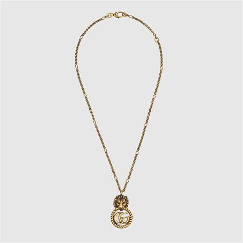 collier gucci tete de lion|Collier tête de lion avec Double G .